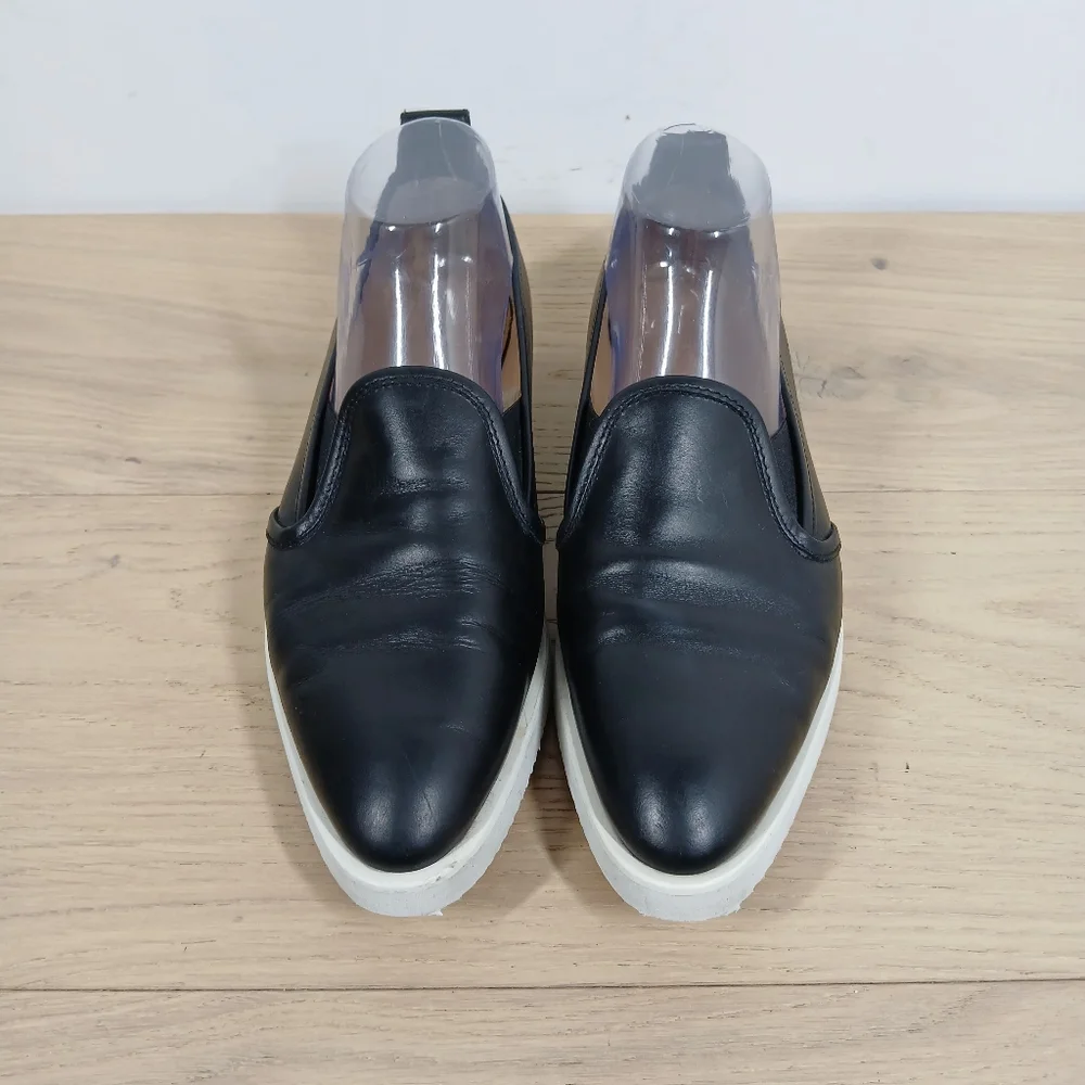 Everlane Black Leather‎ Modern Loafer Slip-On Platform Shoes 1390 - Picture 6 of 11